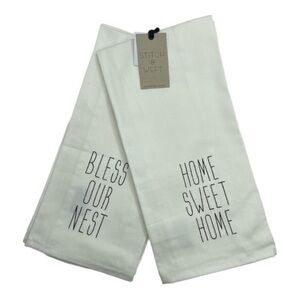 Bless Our Nest & Home Sweet Home Kitchen Towel Set 100% Natural Cotton NWT